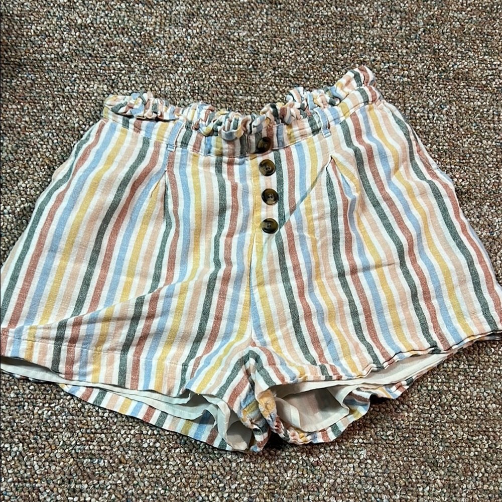 American Eagle Outfitters High Waist Blue and Yellow Shorts
